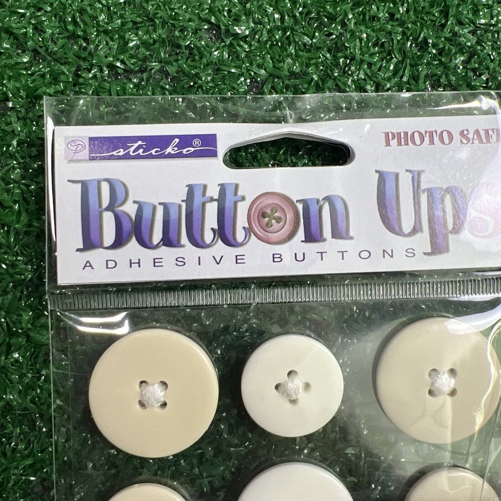 Sticko 3D Button Ups Adhesive Buttons Lot Of 6 Sealed Packages White Beige New - Picture 3 of 9